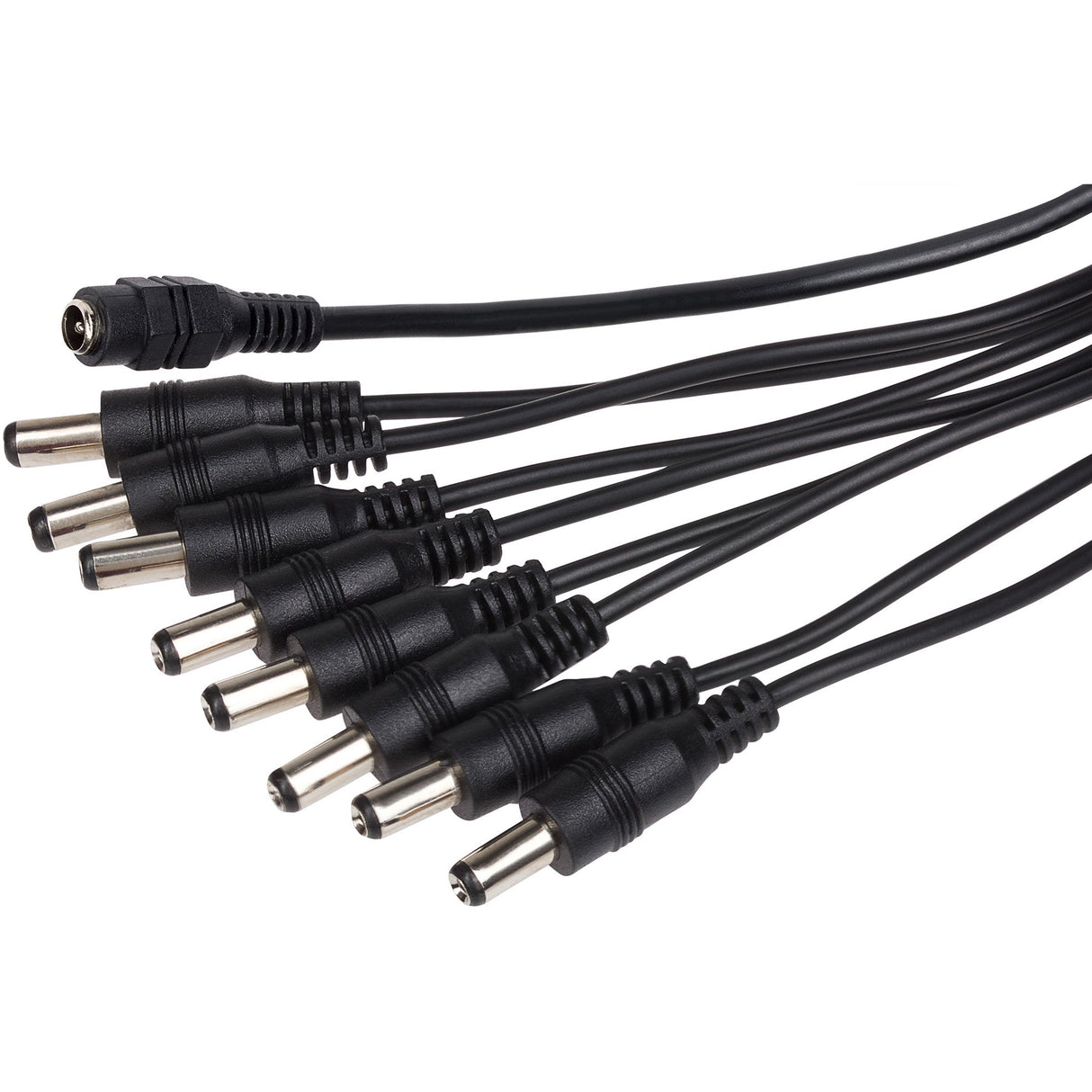8 Way Power Splitter Cable DC 1x Female 8x Male 5.5 x 2.1mm Plug for CCTV - Black