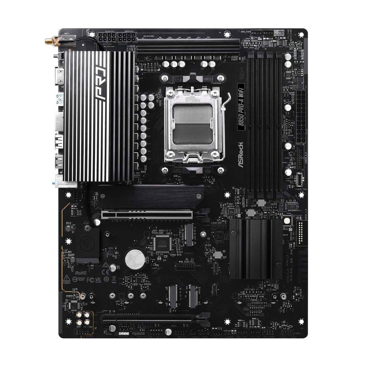 ASRock B850 Pro-A WiFi AMD AM5 Socket Motherboard, ATX, 4x DDR5 Slots, 4x M.2 Sockets, 2.5GbE LAN, Wi-Fi 6E, 1x HDMI Port / 1x USB-C