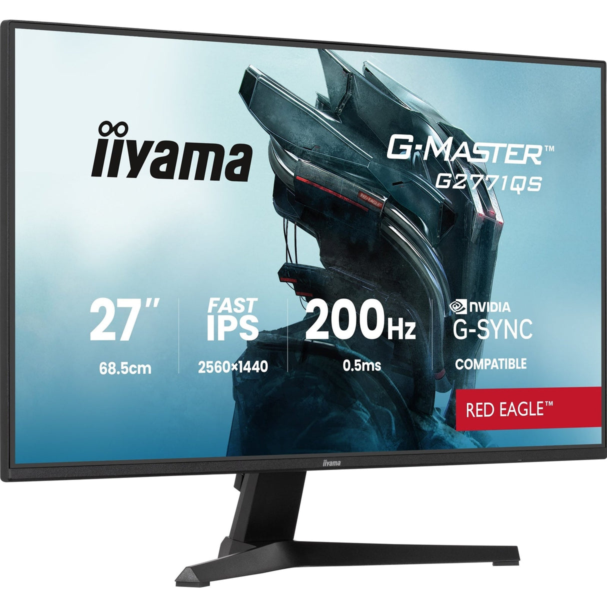 iiyama G-Master Red Eagle gaming monitor G2771QS-B1 27" Black, Ultra Slim Bezel, QHD Resolution, IPS, 200Hz, 0.5ms, Nvidia G-Sync, HDMI, Display Port, Black Tuner