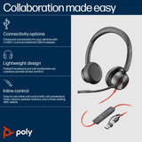HP Poly Blackwire 8225 Stereo Microsoft Teams Certified USB-C Headset +USB-C/A Adapter