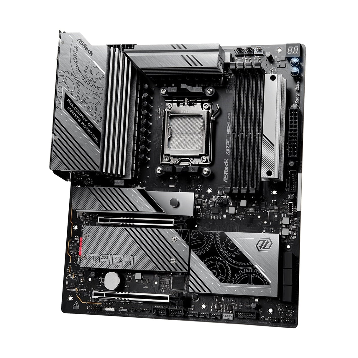 ASRock X870E TAICHI LITE AMD AM5 Socket Motherboard, E-ATX, 4x DDR5 Slots, 4x M.2 Sockets, Fitted I/O Shield, 5GbE LAN, Wi-Fi 7, 1x HDMI Port / 2x USB-C (USB4)