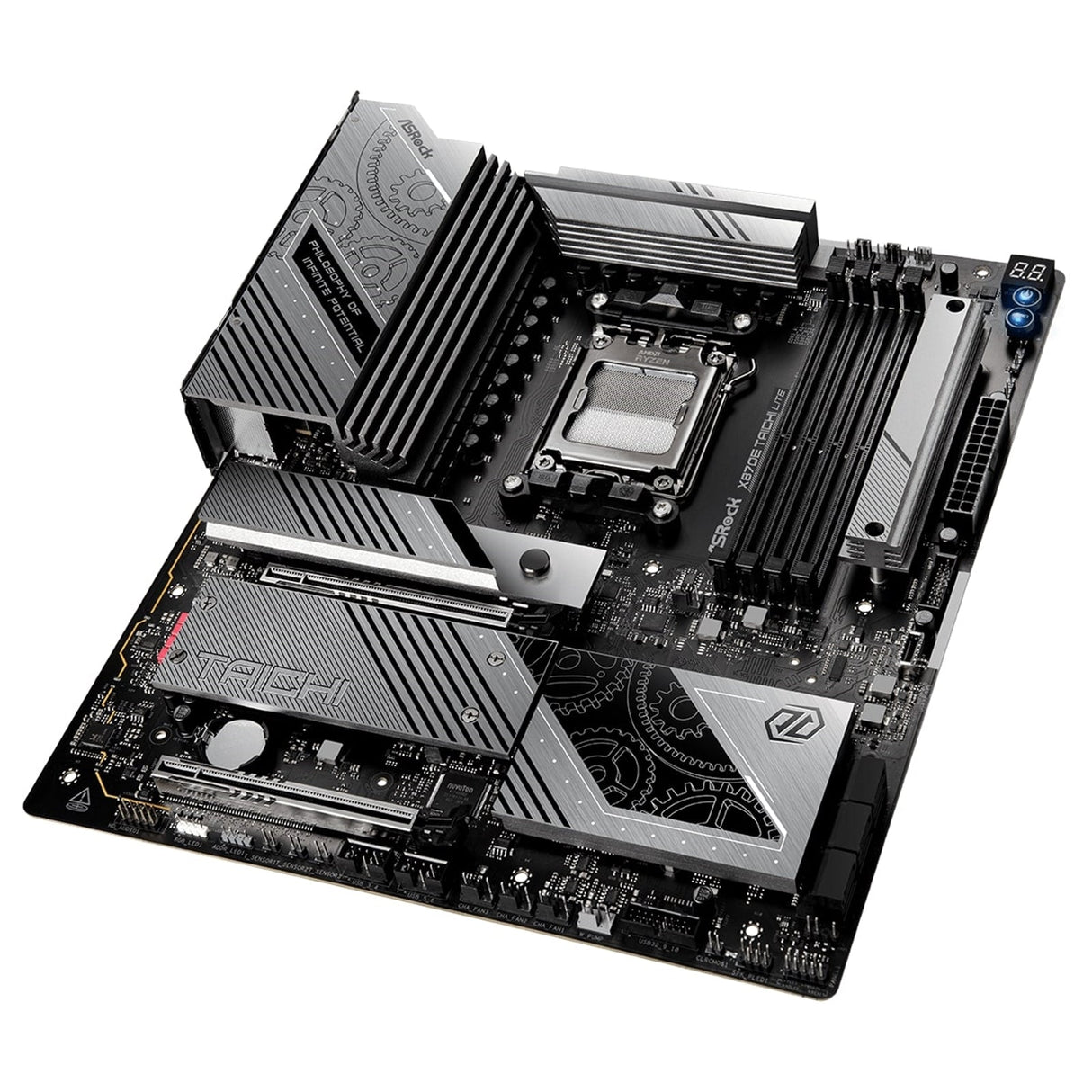 ASRock X870E TAICHI LITE AMD AM5 Socket Motherboard, E-ATX, 4x DDR5 Slots, 4x M.2 Sockets, Fitted I/O Shield, 5GbE LAN, Wi-Fi 7, 1x HDMI Port / 2x USB-C (USB4)