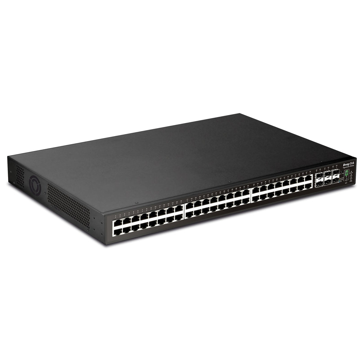 Draytek VSP2542X-K 54 Port switch with 48 PoE+ RJ-45 LAN ports, 6 10Gbpe SFP+, 400W PoE budget, and L2+ management, 2 Year Warranty