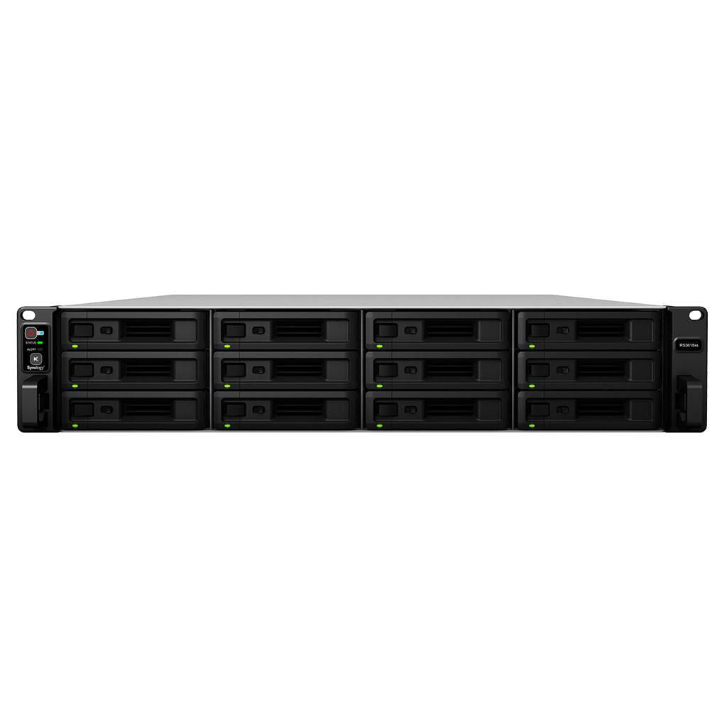Synology 72TB, 2U, Intel Xeon D-1521 (4x 2.4GHz), 8GB DDR4, 12x 2.5"/3.5" SATA, 4x RJ-45, 2x USB 3.0, 2x PCIe Gen3 x8