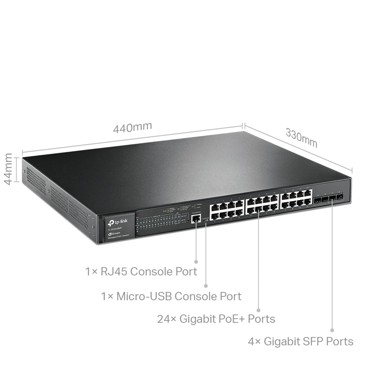TP-Link JetStream TL-SG3428MP 28-Port Metal Gigabit L2+ Managed Switch with 24-Port PoE+ (384W)
