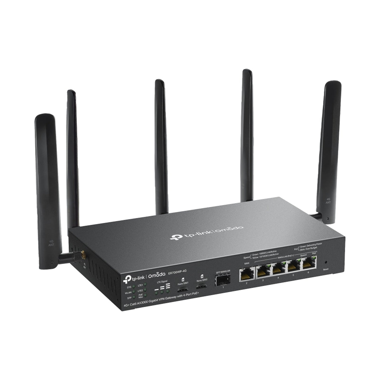 TP-Link Omada ER706WP-4G 4G+ Cat6 AX3000 Gigabit VPN Gateway with 4-Port PoE