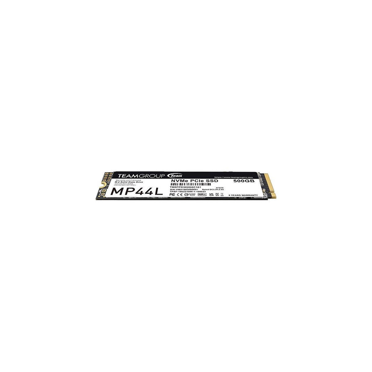 Team MP44L (TM8FPK500G0C101) 500GB NVMe SSD, PCIe Gen4, M.2 Interface, 2280, Read 5000 MB/s, Write 3700 MB/s, 5 Year Warranty