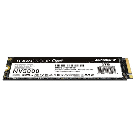 Team NV5000 (TM8FGM002T0C101) 2TB M.2 Interface, PCIe Gen4x4 with NVMe, 2280, Read 4500MB/s, Write 1900MB/s, 3 Year Warranty