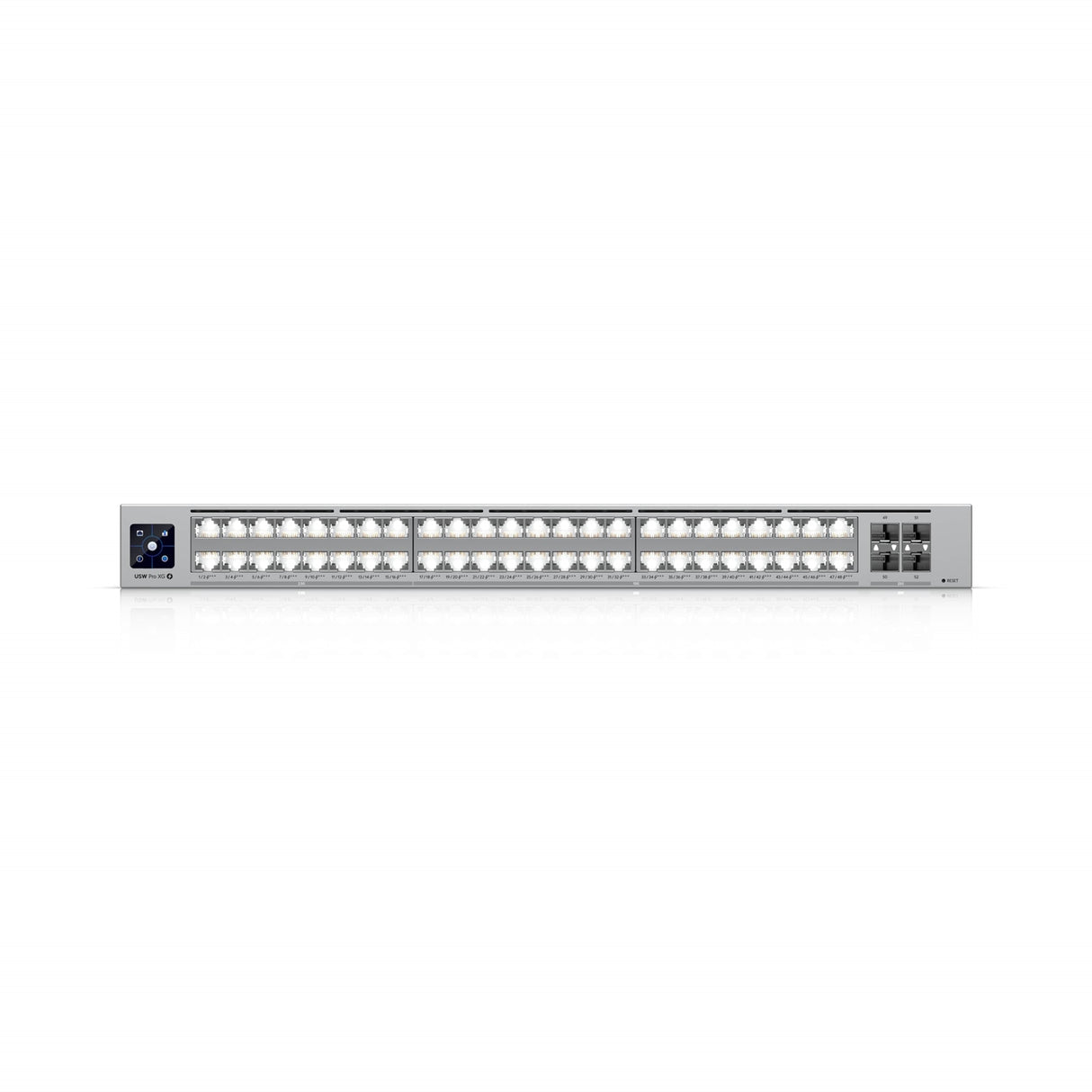 Ubiquiti (USW-Pro-XG-48) Professional-grade, 48-port Layer 3 Etherlighting switch with (32) 10 GbE, (16) 2.5 GbE, and (4) 25G SFP28 ports.
