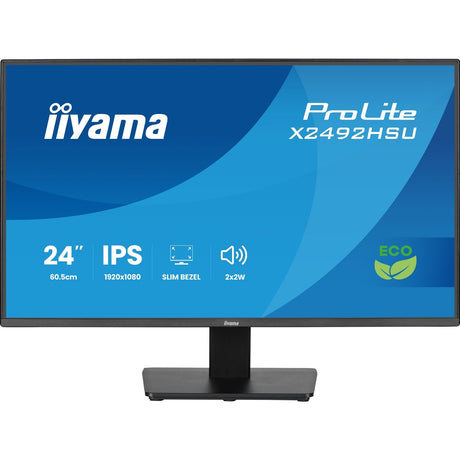 iiyama ProLite monitor X2492HSU-B1 24-Inch, Full HD, IPS, 120Hz, Black, 4-side slim bezel and B energy class, HDMI, Display Port, USB Hub